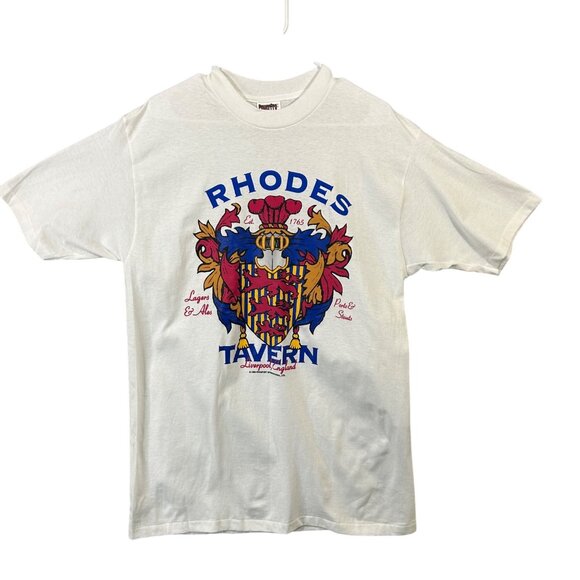Vintage Rhodes Tavern England Short Sleeve Graphic T-Shirt Size L EUC - Picture 1 of 12